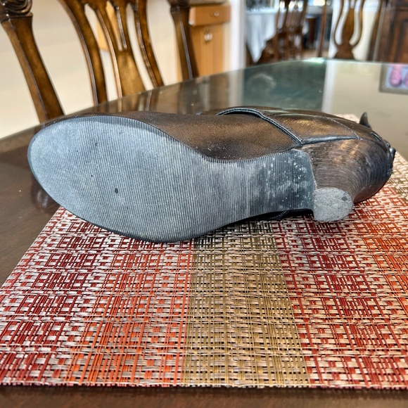 Colin Stuart Black Leather Slouchy Boots with Leather Wrap & Bow Details Size 10 - Picture 9 of 10